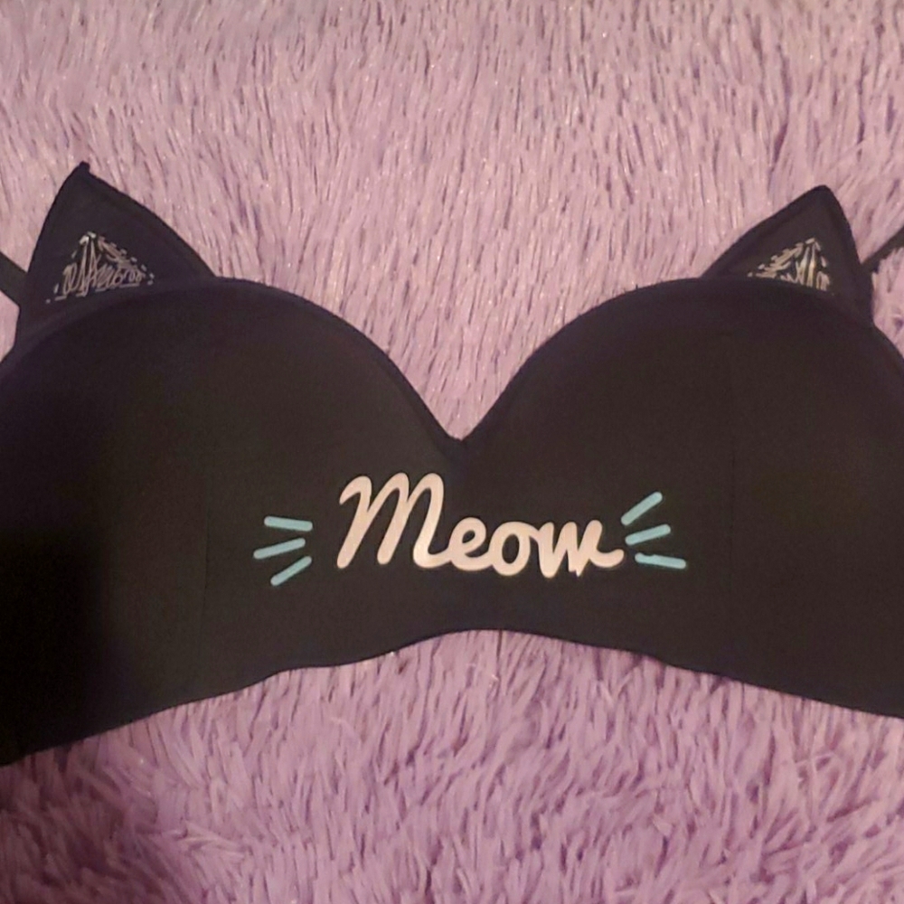 Black "Meow" Bra